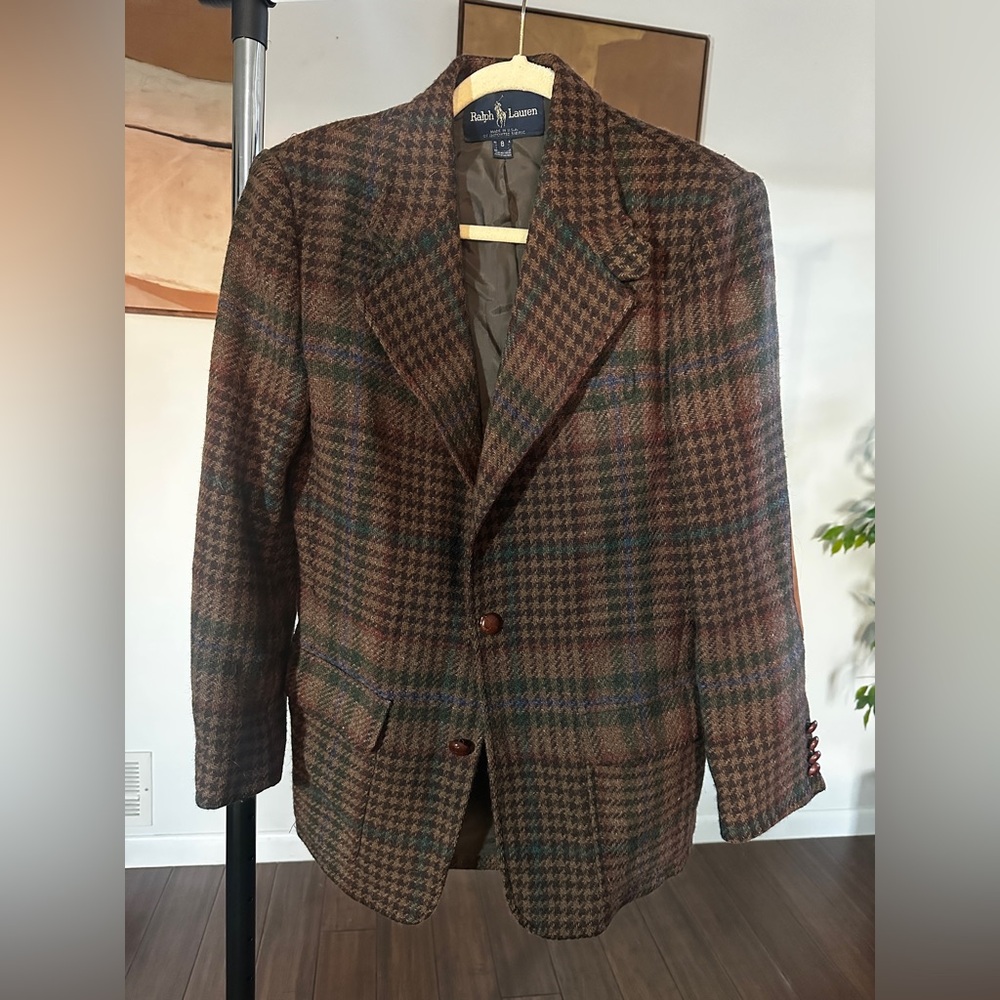 Vintage Polo Ralph Lauren Wool Plaid Jacket Heavy Quality Size:8